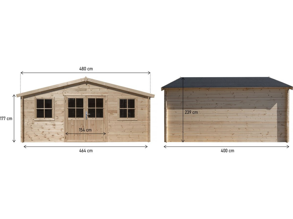 Caseta de jardín de madera "Alex" - 20,20 m² - 4,80 x 4,00 x 2,39 m - 28 mm