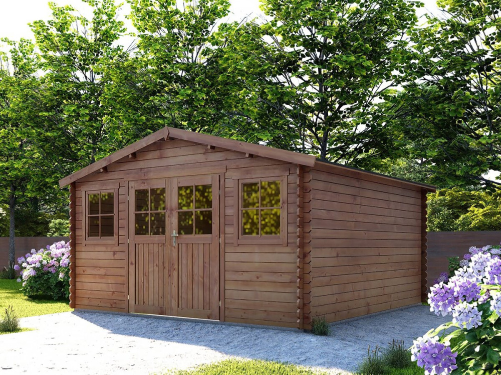 Caseta de jardín de madera marrón tratada en autoclave "Lormont" - 21,2 m² - 28 mm