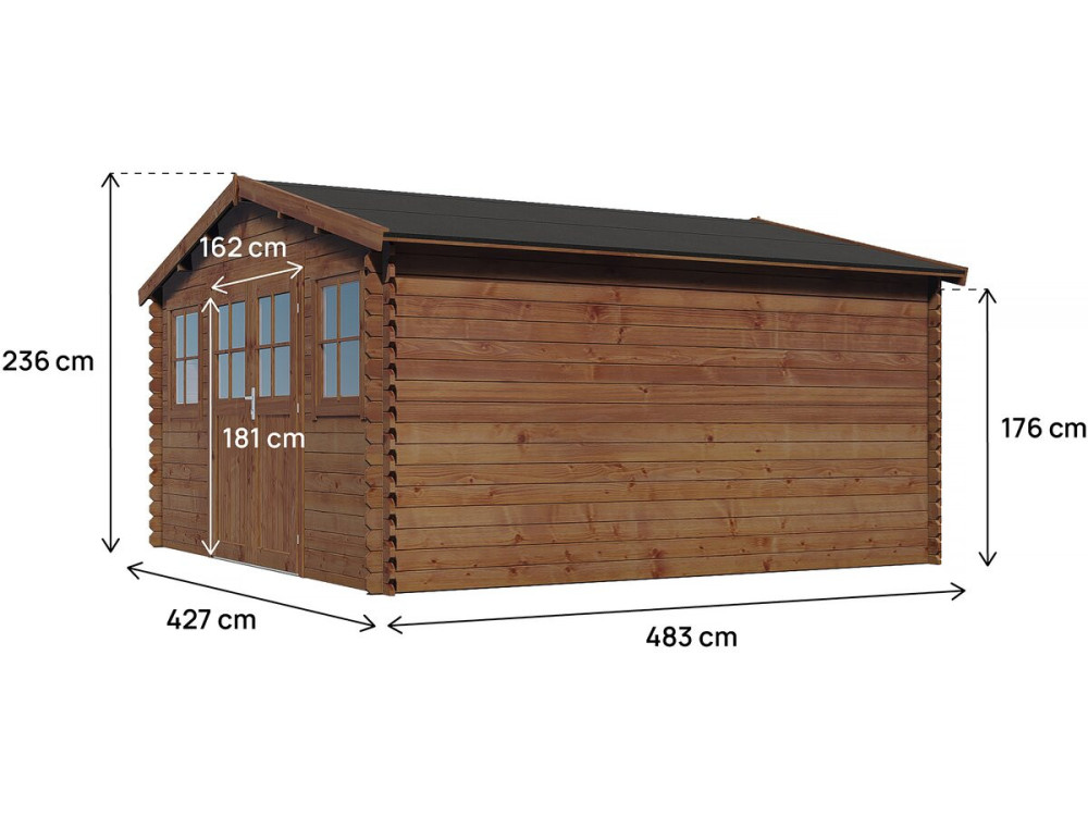 Caseta de jardín de madera marrón tratada en autoclave "Lormont" - 21,2 m² - 28 mm
