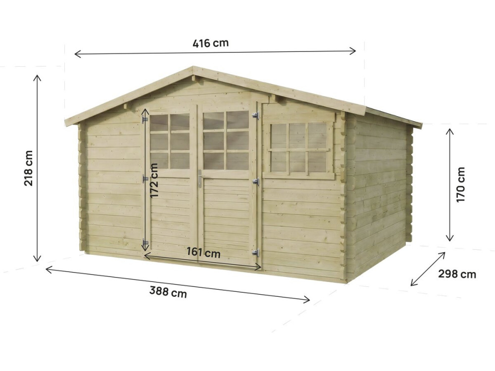 Caseta de jardín de madera tratada en autoclave "Belmont" - 12,53 m² - 34 mm