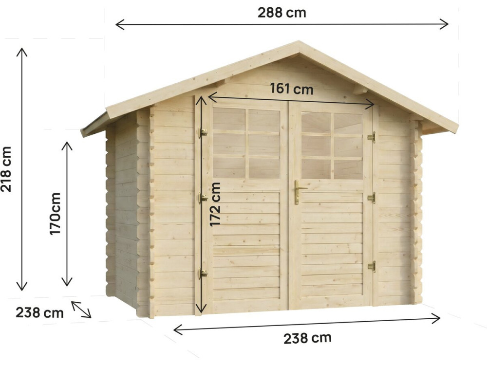 Caseta de jardín de madera "Beaufort" - 6,94 m² - 287 x 241 cm - 28 mm