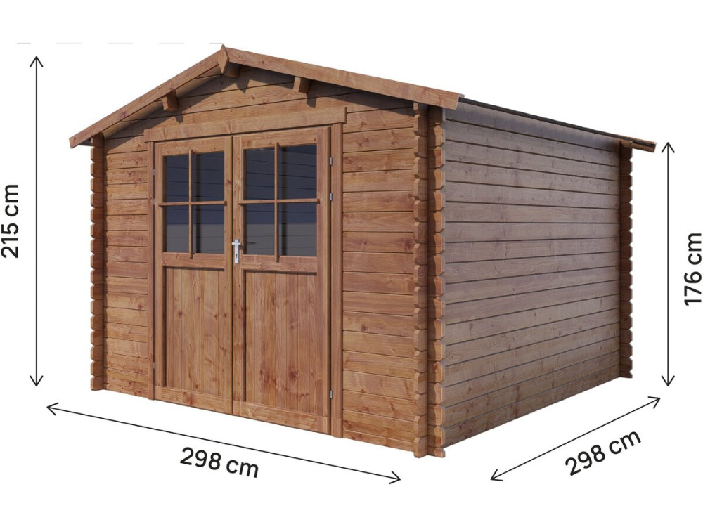 Caseta de jardín de madera "Willow" - 9,3 m² - 28 mm - Marrón