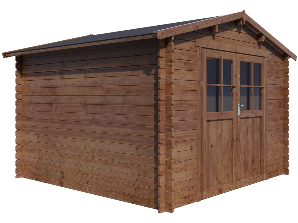 Caseta de jardín de madera "Willow" - 9,3 m² - 28 mm - Marrón