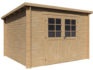 Caseta de jardín de madera "Rowan" de una vertiente - 9,5 m² - 28 mm - Beige