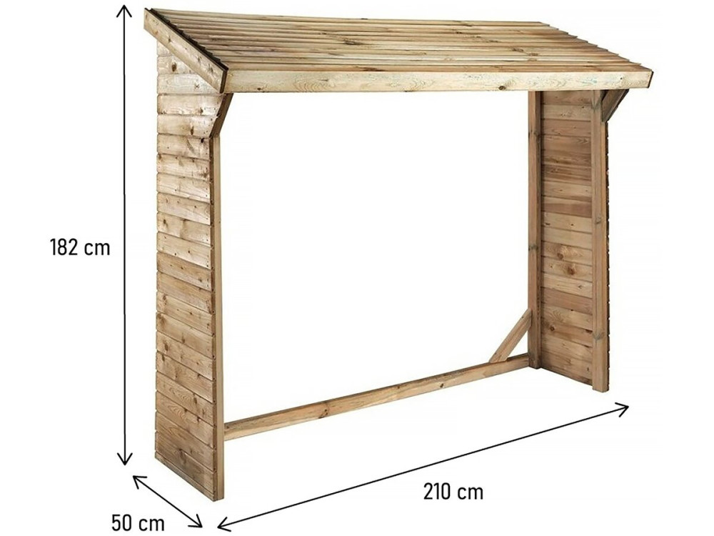 Refugio de troncos - 1,05 m² - 2,10 x 0,50 x 1,8 m - 2 Stères