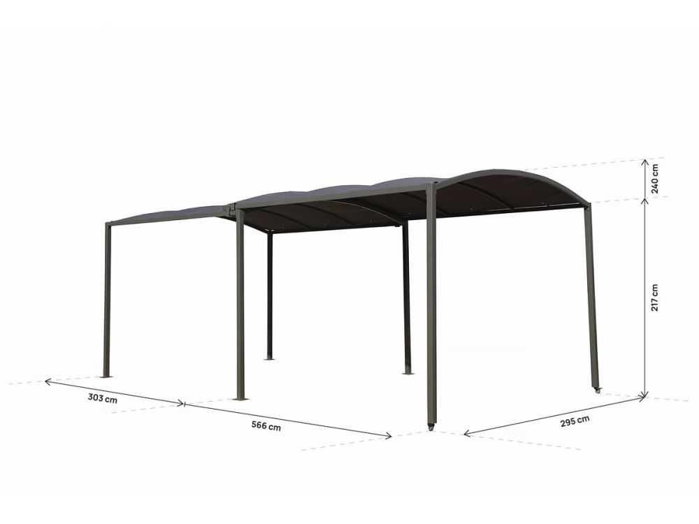 Marquesina metálica extensible "Mathis" - 303/566 x 295 x 240 cm - Antracita