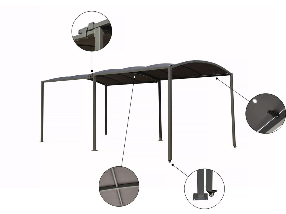 Marquesina metálica extensible "Mathis" - 303/566 x 295 x 240 cm - Antracita