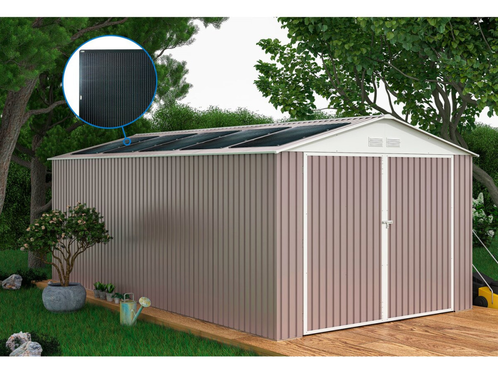 Garaje metálico «Nevada» - 15,36 m² con paneles solares