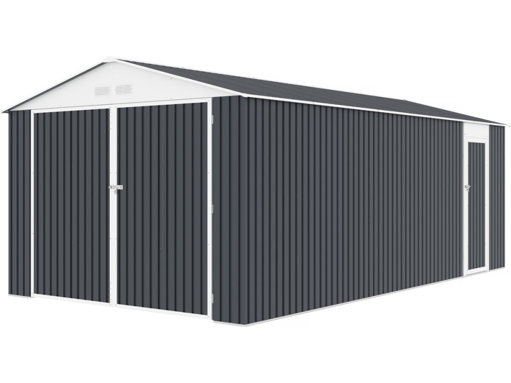 Garaje metálico «Houston» - 18,56 m² con panel solar - Antracita