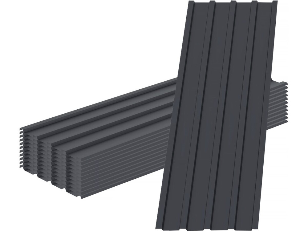 Lote de 12 paneles de revestimiento de acero galvanizado "Atlanta" - 129 x 42 cm - Gris