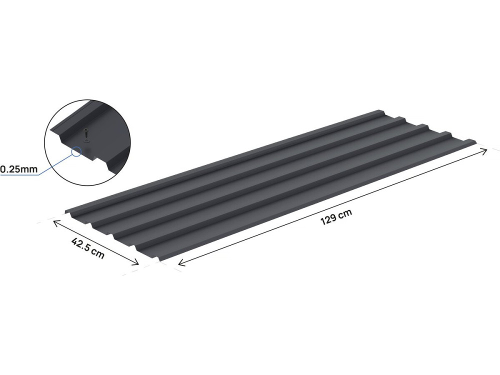 Lote de 12 paneles de revestimiento de acero galvanizado "Atlanta" - 129 x 42 cm - Gris