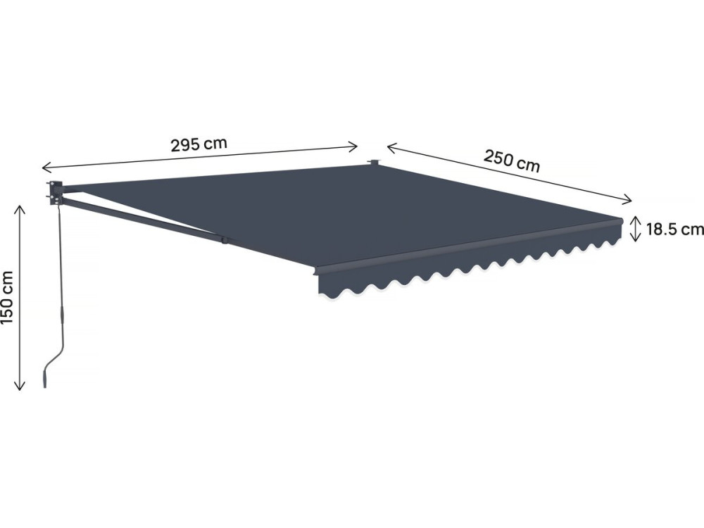 Toldo retráctil de aluminio "Ombra 3" de 2,5 x 3 m - Gris antracita