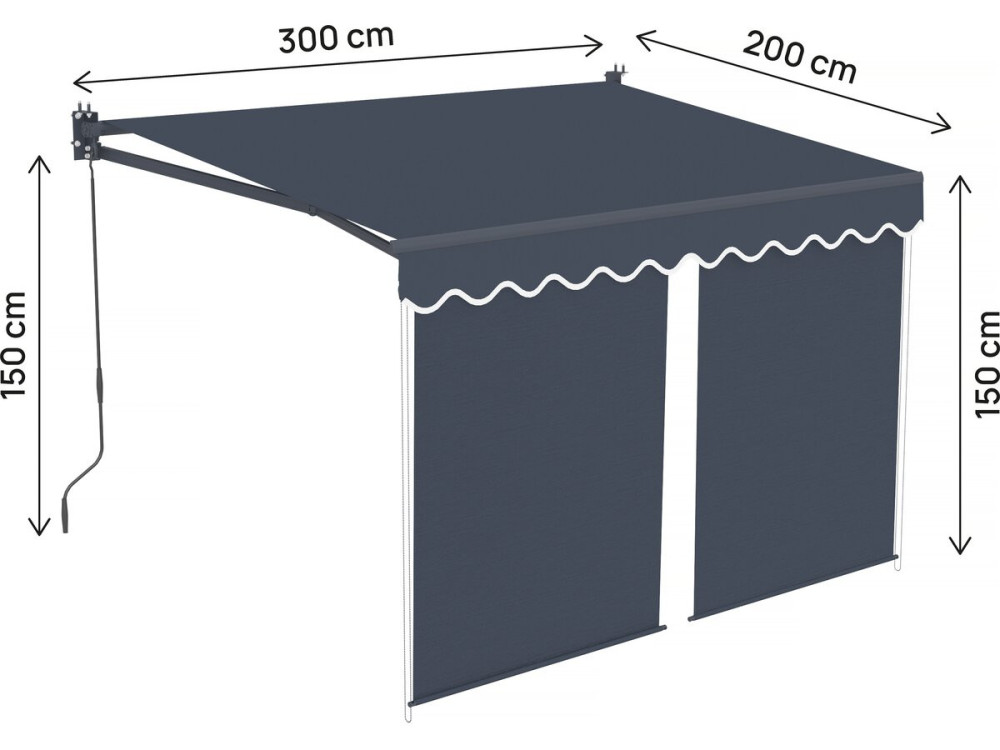 Toldo "Shadow" con faldón de aluminio 2 x 3 m - Gris antracita
