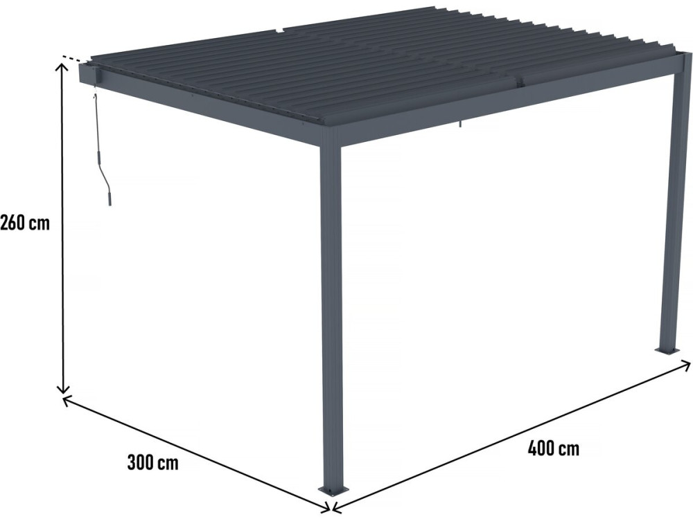 Pérgola bioclimática adosada "Windsor" con led - 3 x 4 m - Antracita