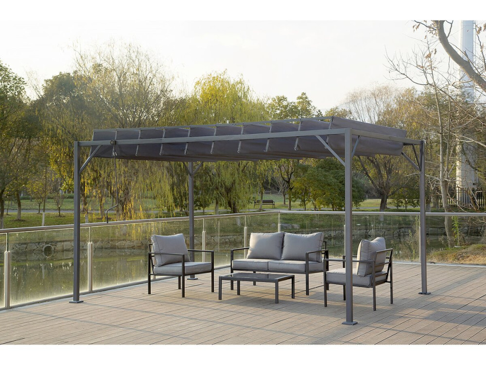 Pérgola bioclimática de tejido «Lodge» 3x4 m - Antracita