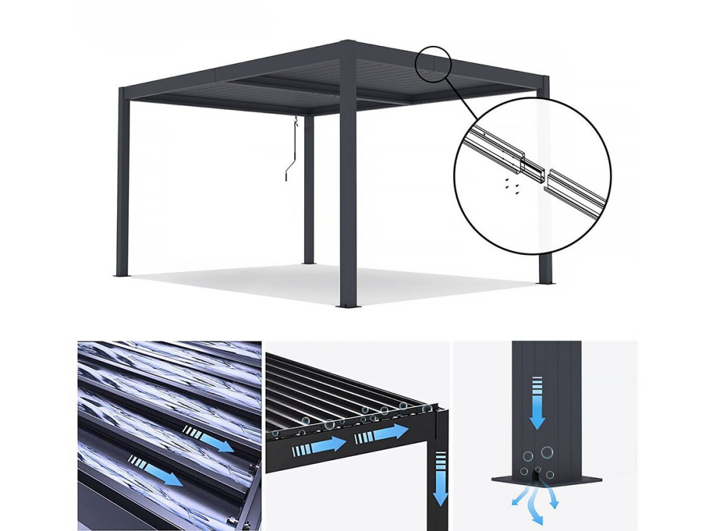 Pérgola bioclimática de aluminio «Windsor» - 3 x 4 m - Antracita