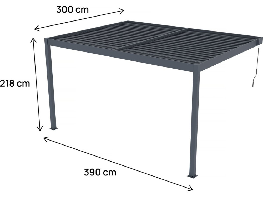 Pérgola adosada de aluminio "Windsor" - Gris antracita - 3 x 4 m