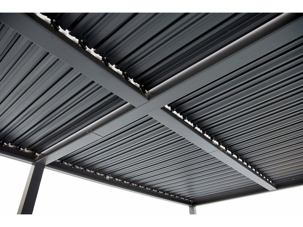 Pérgola bioclimática "Kensington" de aluminio autoportante - 3 x 6 m - Gris