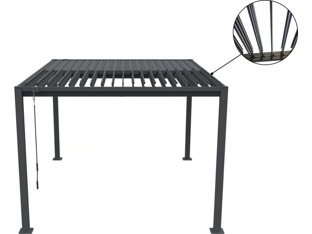 Pérgola bioclimática "Howard" con toldo de acero galvanizado - 3 x 4 m - Gris