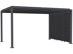 Pérgola bioclimática "Howard" con 3 lamas de acero galvanizado - 3 x 4 m - Gris