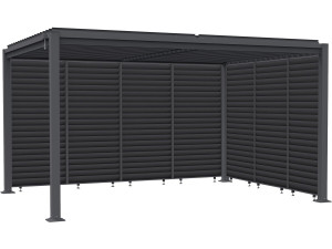 Pérgola bioclimática "Howard" con 7 lamas de acero galvanizado - 3 x 4 m - Gris