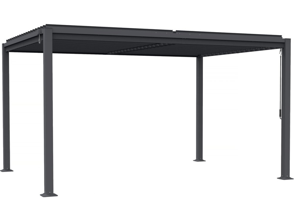Pérgola bioclimática autoportante "Howard" con lamas orientables - 3 x 4 m - Gris