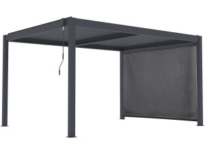 Pérgola bioclimática "Windsor premium" con led y toldo de aluminio - 3 x 4 m - Gris