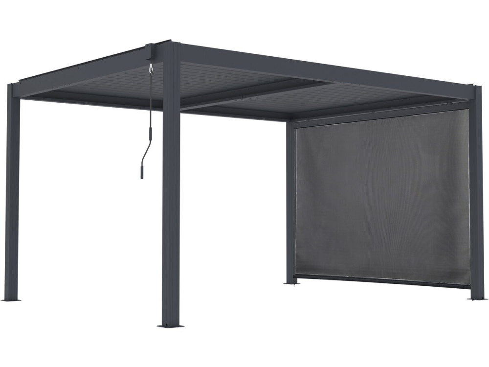 Pérgola bioclimática "Windsor premium" con led y toldo de aluminio - 3 x 4 m - Gris