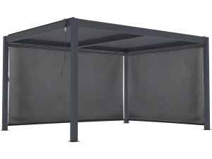 Pérgola bioclimática "Windsor premium" con led y 2 persianas de aluminio - 3 x 4 m - Gris