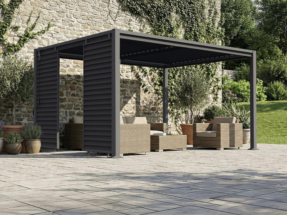 Persiana "Clifford" de acero galvanizado para pérgola bioclimática - 92 x 4 x 208 cm - Gris