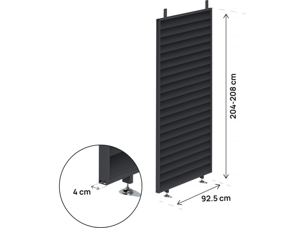 Persiana "Clifford" de acero galvanizado para pérgola bioclimática - 92 x 4 x 208 cm - Gris