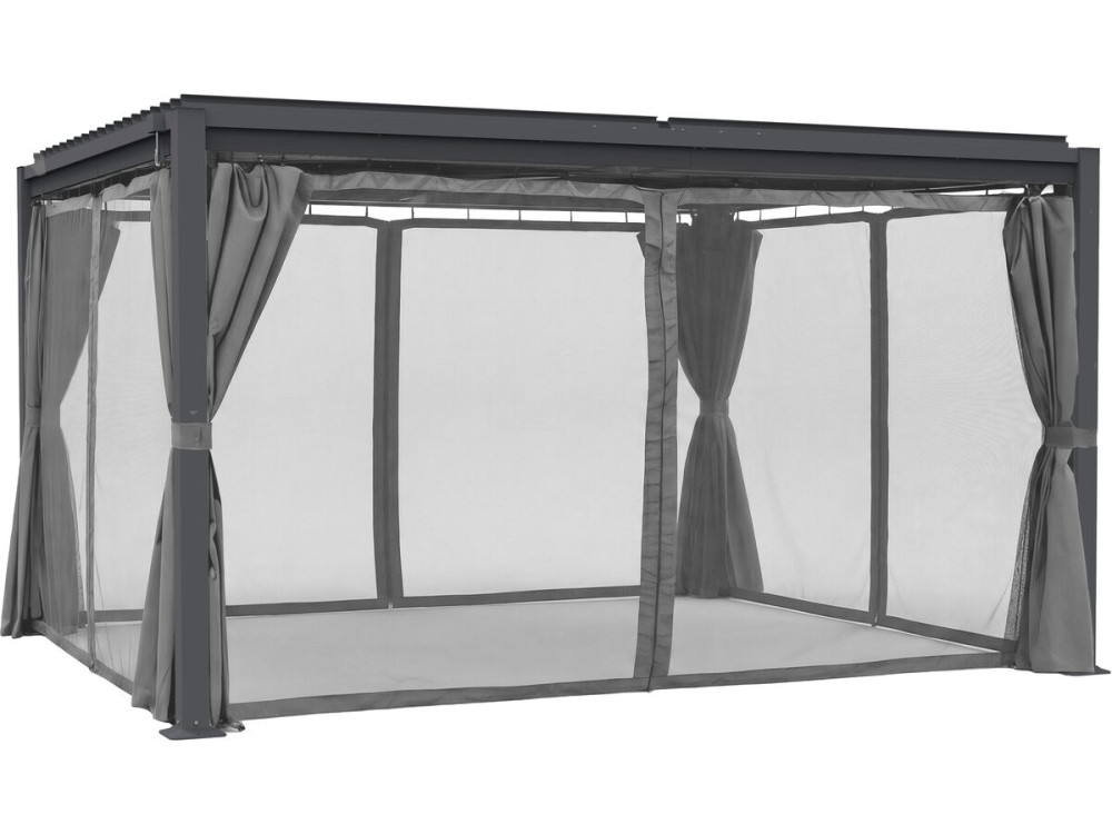 Cortina "Howard" + mosquitera para pérgola bioclimática - 3 x 4 m - Gris