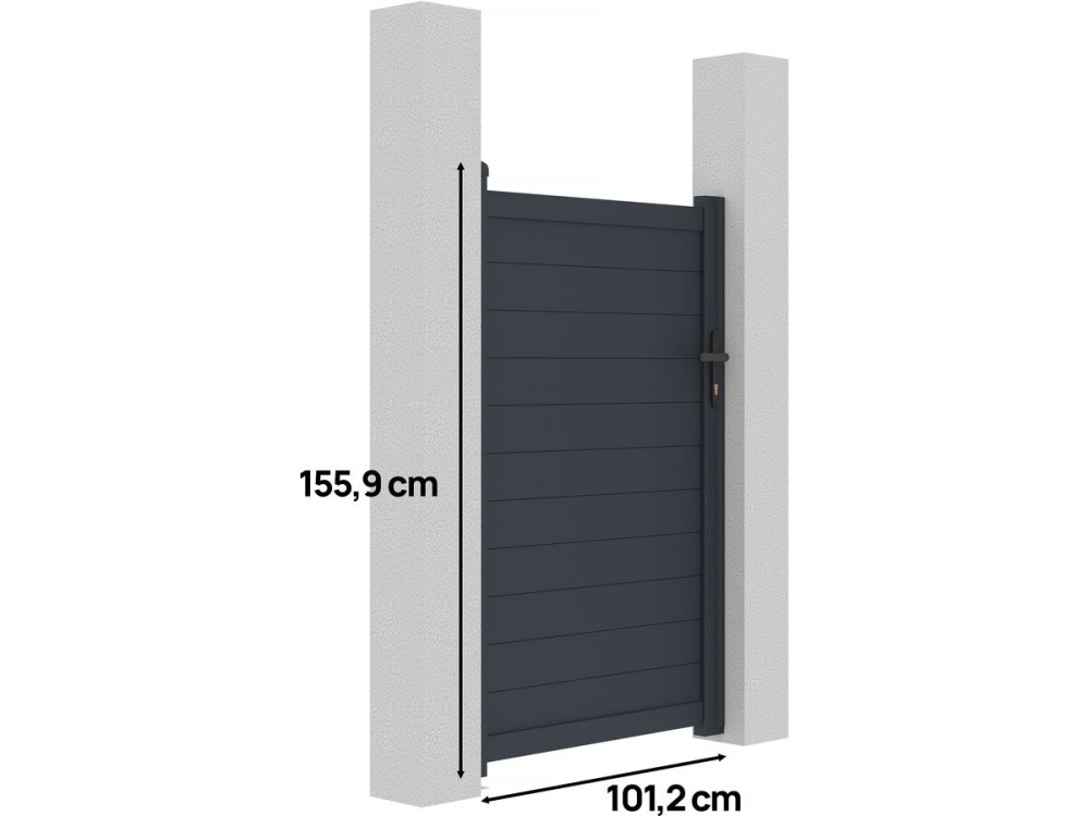 Puerta jardin aluminio "Marc" - 101.2 x 155.9 cm - Gris