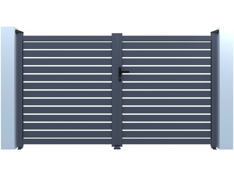 Puerta de aluminio semiperforada «Julien» - 300 x 140 cm - Gris