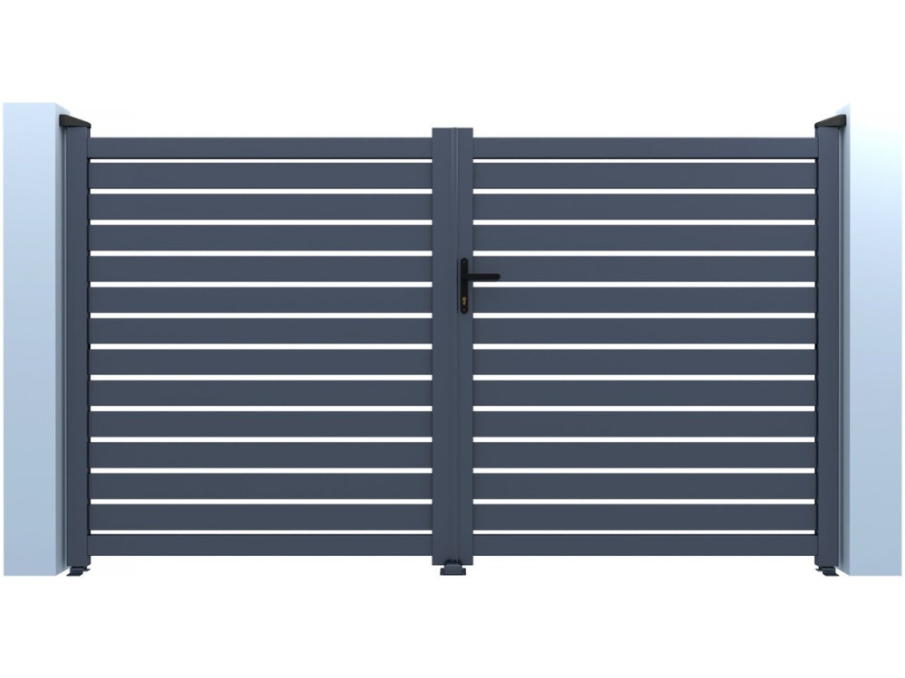 Puerta de aluminio semiperforada «Julien» - 300 x 140 cm - Gris