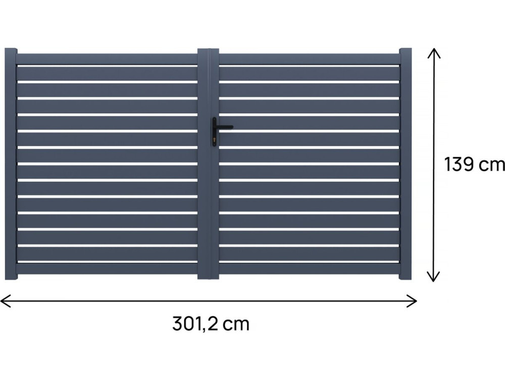 Puerta de aluminio semiperforada «Julien» - 300 x 140 cm - Gris