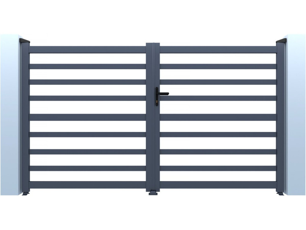 Puerta de aluminio calada "Martin" - 340 x 180 cm - Gris