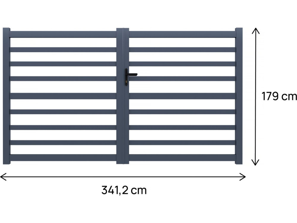Puerta de aluminio calada "Martin" - 340 x 180 cm - Gris