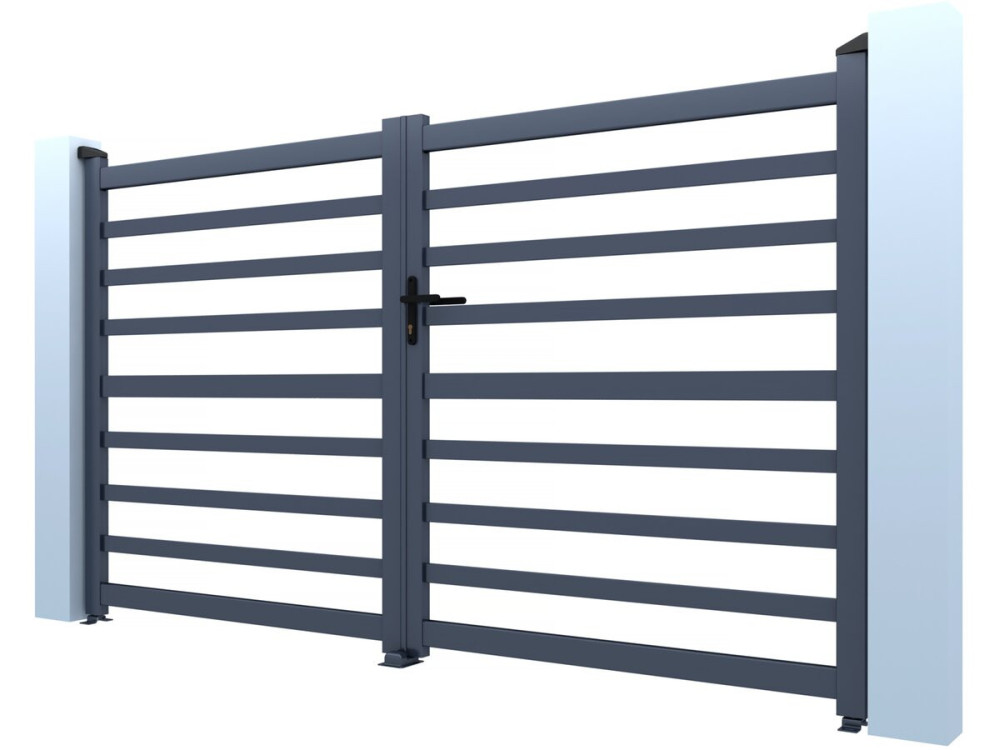 Puerta de aluminio calada "Martin" - 340 x 180 cm - Gris