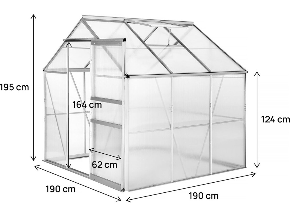 Invernadero de policarbonato "Basilic" - 3,61 m² - Gris
