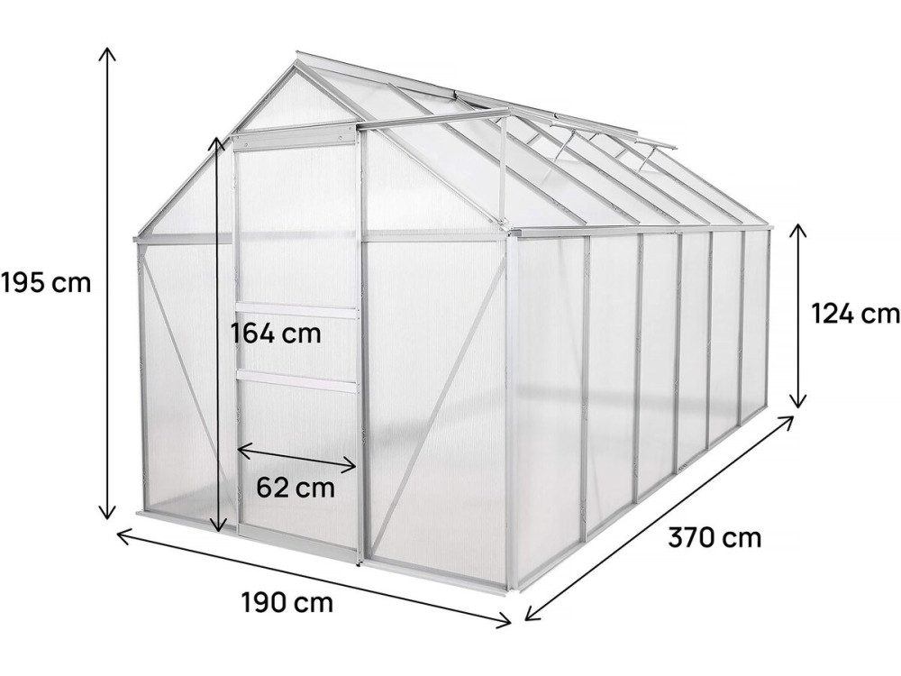 Invernadero de policarbonato "Basilic" - 7,03 m² - Gris