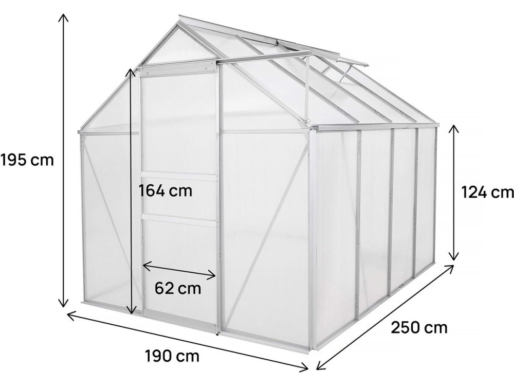 Invernadero de policarbonato "Basilic" - 4,75 m² - Gris