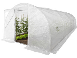 Invernadero de túnel "Mimosa" con puerta - 18 m² - 180 g - Blanco