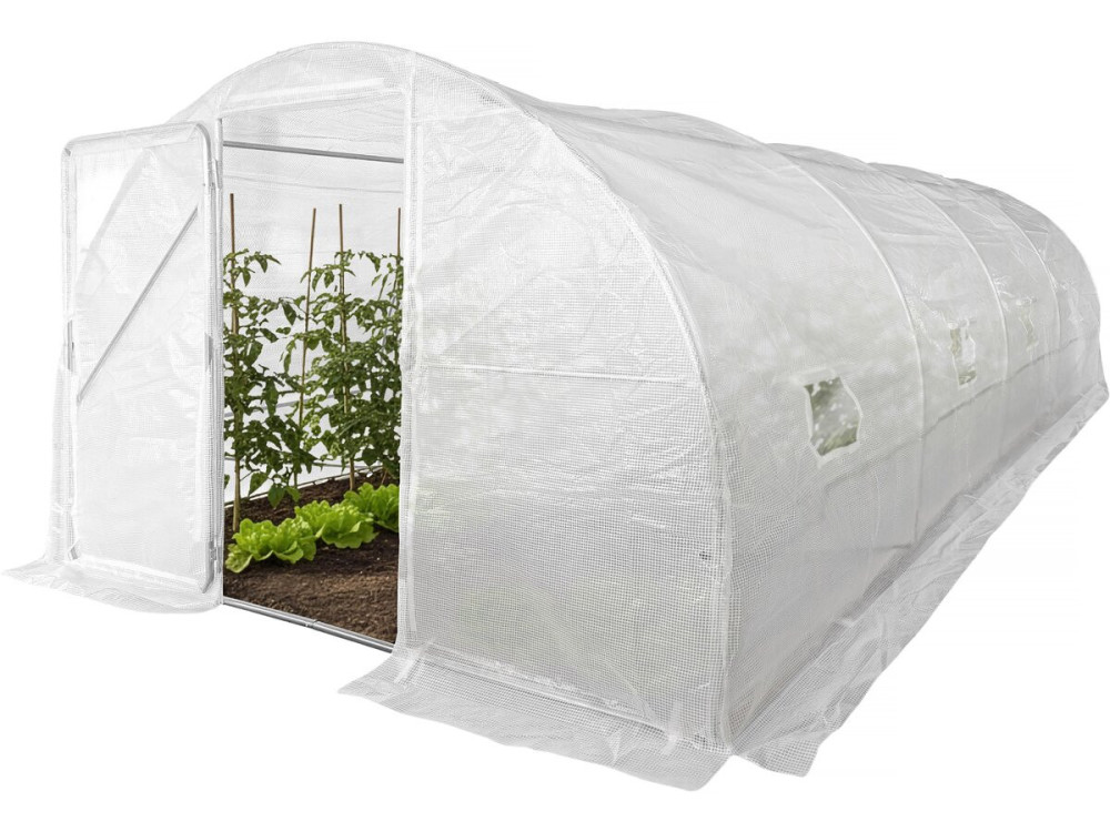 Invernadero de túnel "Mimosa" con puerta - 18 m² - 180 g - Blanco