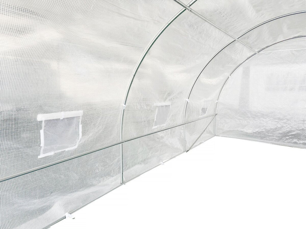 Invernadero de túnel "Mimosa" con puerta - 18 m² - 180 g - Blanco