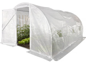 Invernadero de túnel "Mimosa" con puerta - 12 m² - 180 g - Blanco