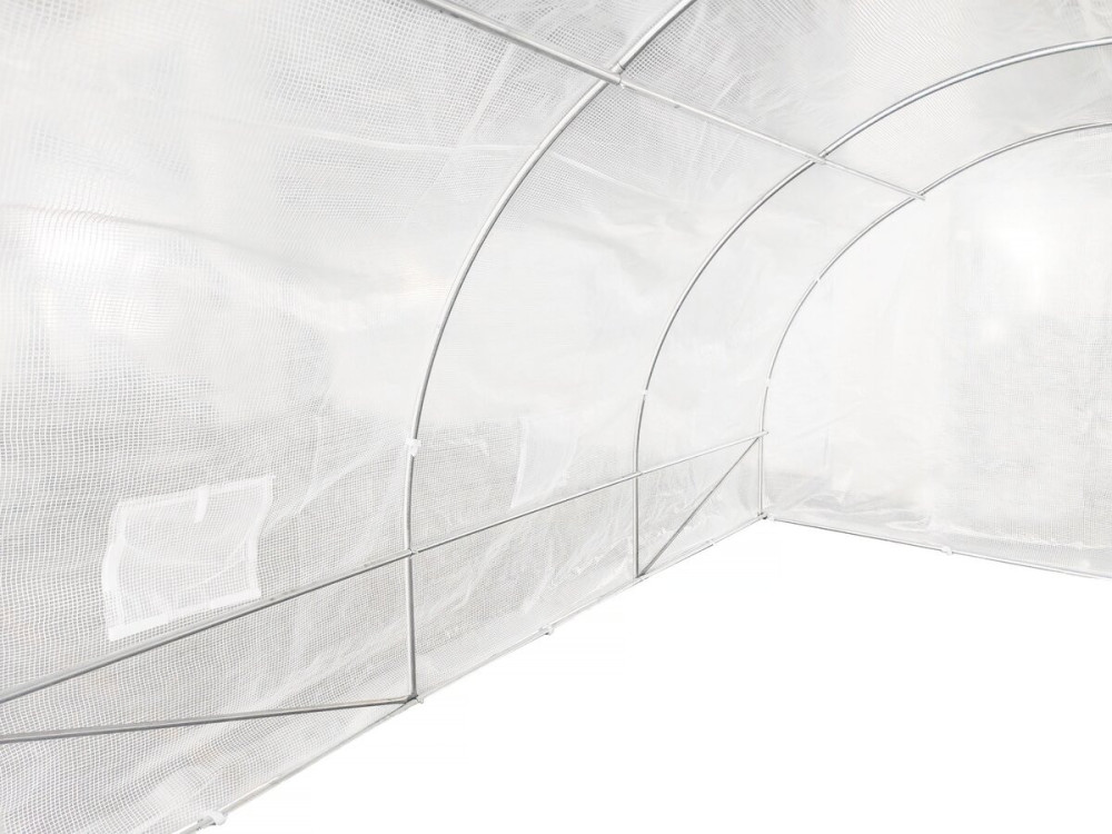 Invernadero de túnel "Mimosa" con puerta - 12 m² - 180 g - Blanco