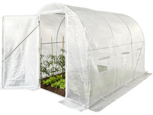 Invernadero de túnel "Mimosa" con puerta - 6 m² - 180 g - Blanco