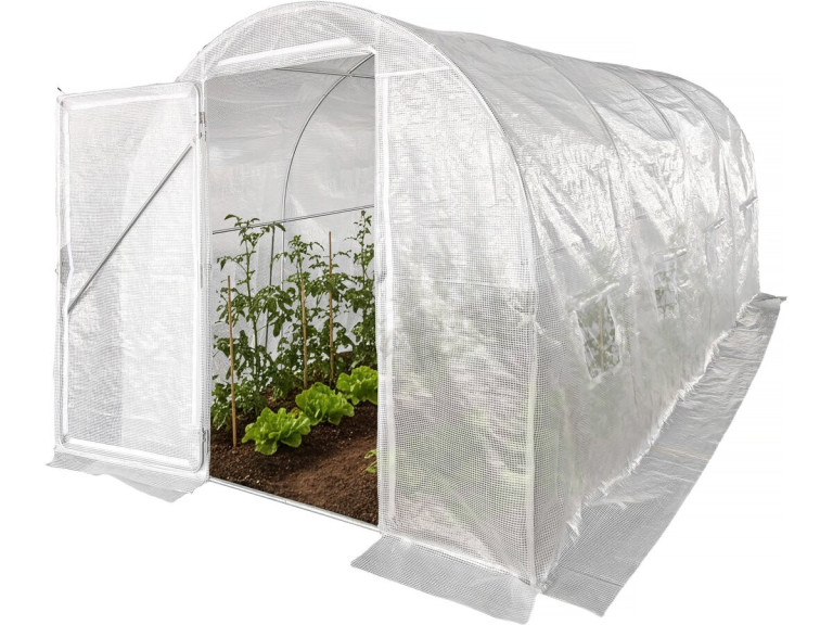 Invernadero de túnel "Mimosa" con puerta - 9 m² - 180 g - Blanco