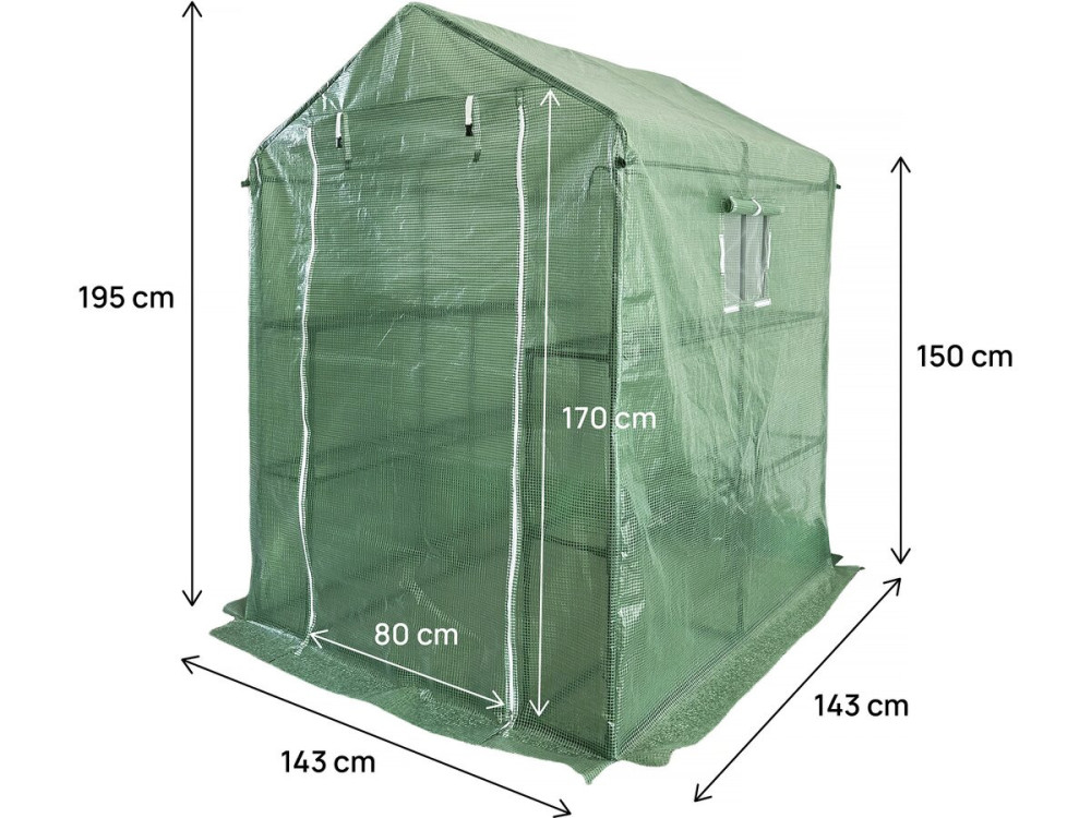 Invernadero para tomates de jardín con estantes «Lys» - 2,04 m² - 130 g - Verde